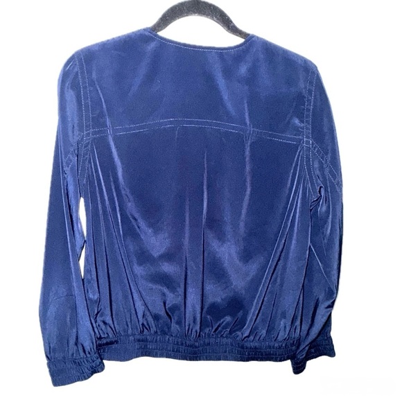 J. Crew Navy Blue Bomber Jacket with Luxurious Fabric - Picture 4 of 5